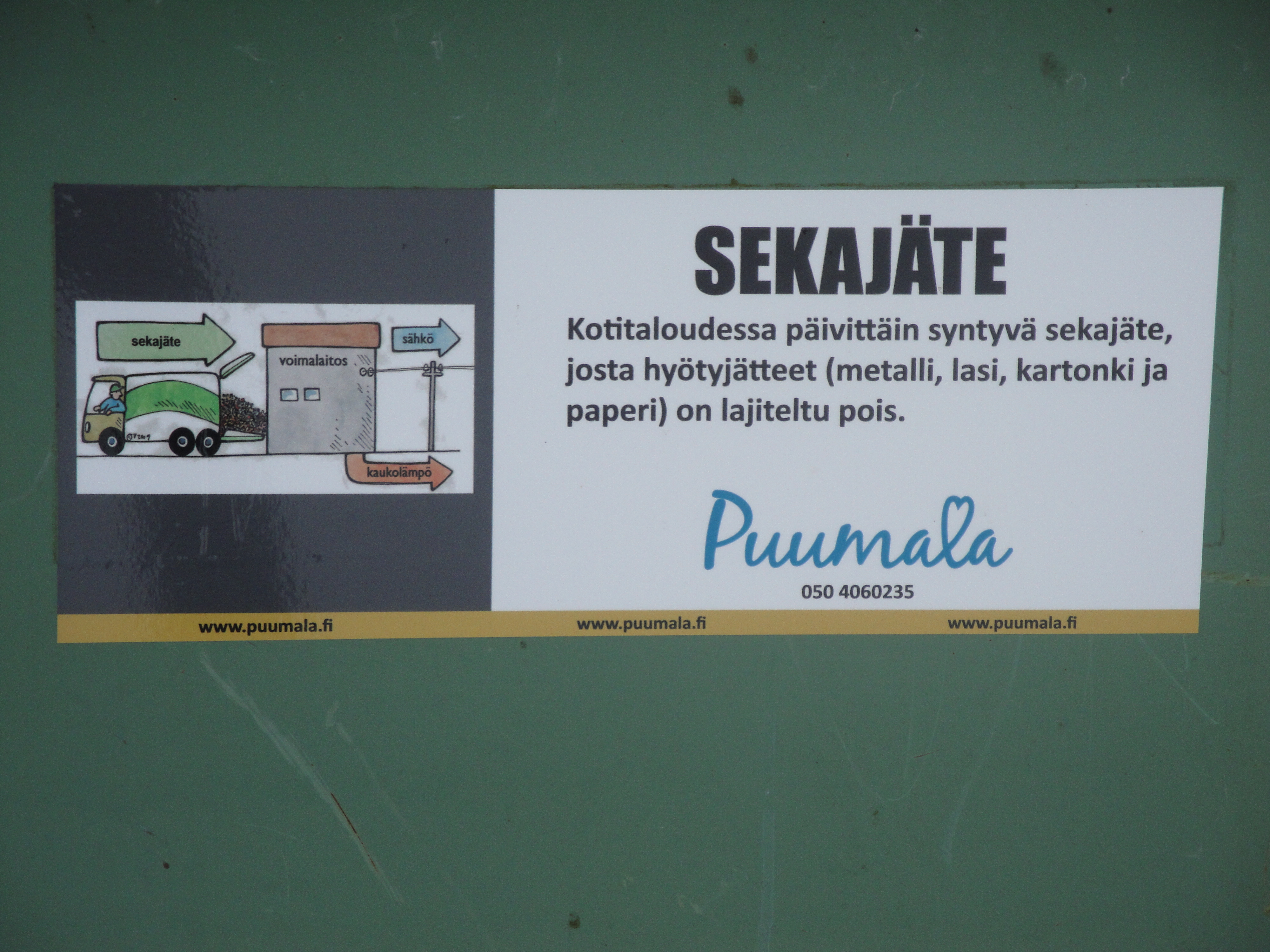 Sekajätten astia: Kotitaloudessa päivittäin syntyvä sekajäte, josta hyötyjätteet kuten metalli, lasi, kartonki ja paperi on lajiteltu pois.